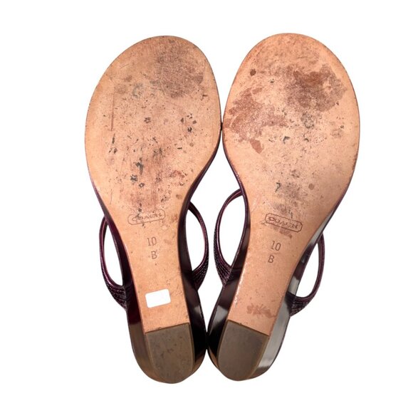 VINTAGE COACH PURPLE/PLUM CHARMS LEATHER FLIP FLOP SANDALS SIZE 9.5-10 - Picture 5 of 5